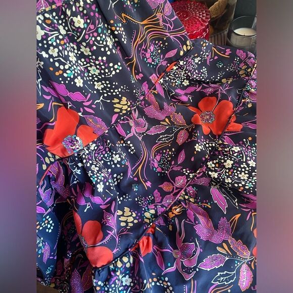 Betsey Johnson Mid Dress Size Small Multicolored Floral Print Lined Vintage - Picture 9 of 12